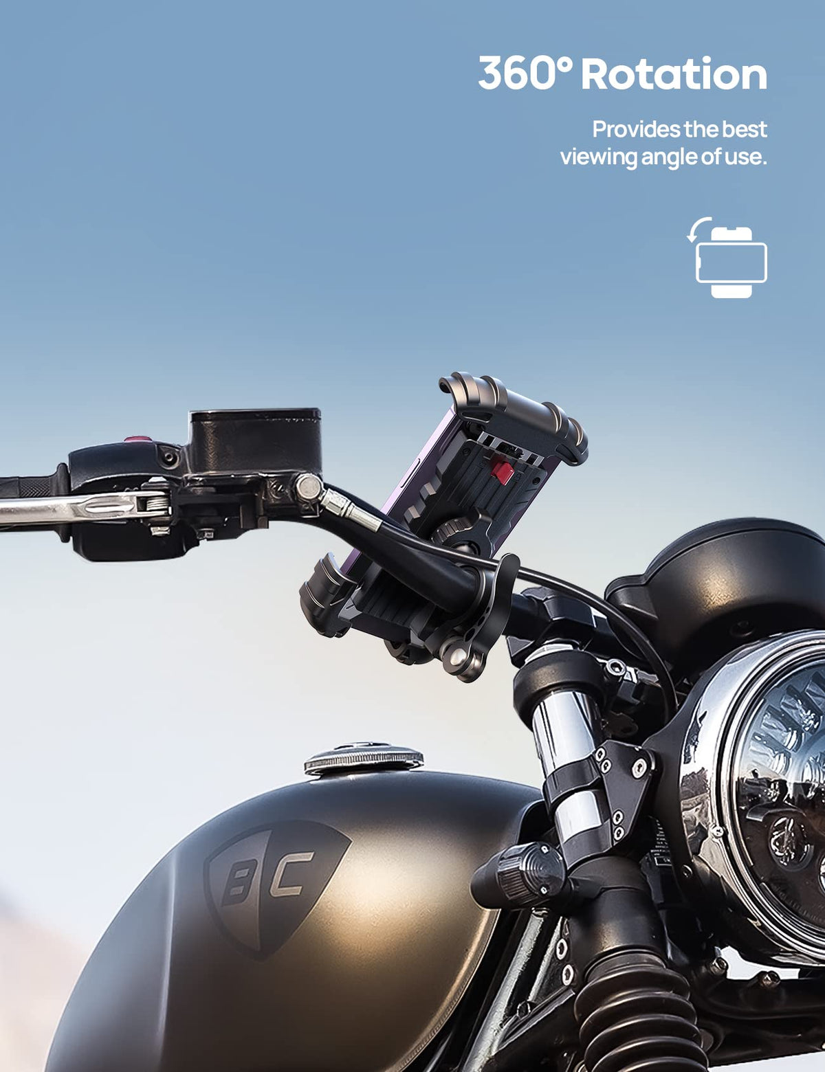 Lamicall Bike & Motorcycle Phone Mount – Black