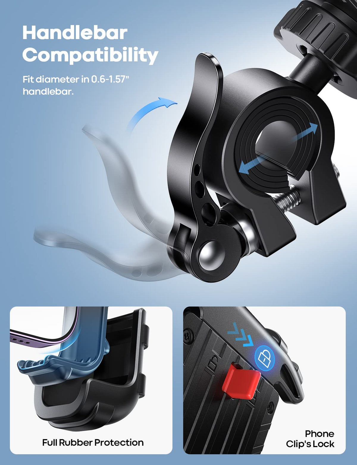 Lamicall Bike & Motorcycle Phone Mount – Black